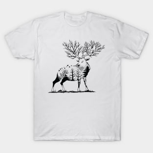 deer with forest background T-Shirt